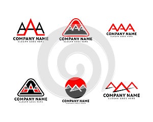 Set of Initial Letter AAA Logo Icon Design Template