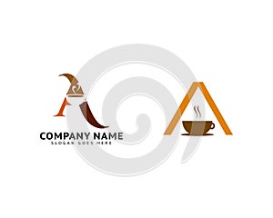 Set of Initial Letter A Coffee Logo Icon Design Template Elements