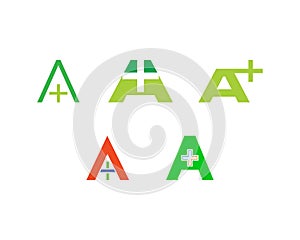 Set of Initial Letter A cross plus medical logo icon design template elements