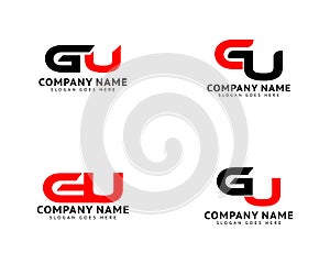 Set of Initial Letter GU Logo Template Design