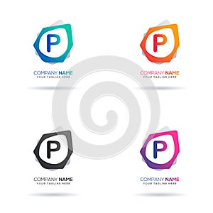 Set of Initial Letter P Logo design. Abstract Shape for creative use