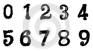 Set of Ink rubber stamp numbers isolated on white