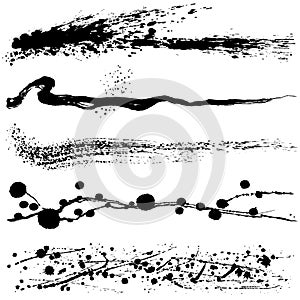 Set of ink splashes. ink splash lines. brush stroke illustration.