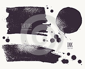 Set of ink textures of different shapes.