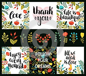 Set of inspirational and romantic cards