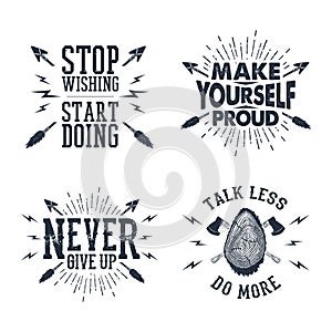 Set of inspirational vector quotes.