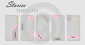 Set of instagram stories template.Design layout backgrounds for social media.Layout, cover for blog.Mockup for social media.vector photo
