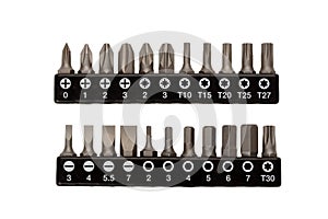Set of interchangeable heads for a screwdriver