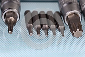 Sets of interchangeable torx bits for screwdriver and mini screwdriver