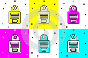 Set Intercom icon isolated on color background. Vector