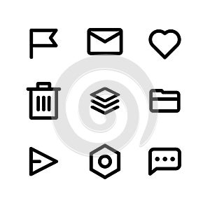 Set of interface black and white icons for web and mobile. Simple but perfect.