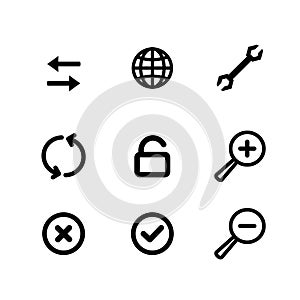 Set of interface black and white icons for web and mobile. Simple but perfect.