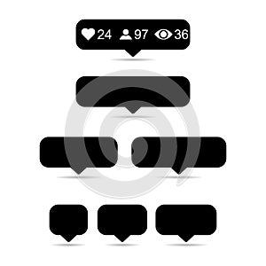 Set of Interface buttons web design shadow, social media icon symbol, vector illustration