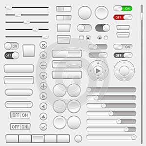 Set of interface navigation buttons, sliders, media buttons