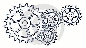 Set of Interlocking Gears, Complex Mechanism Vector Art, vector design Generative AI
