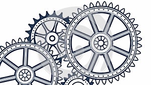 Set of Interlocking Industrial Gears Outline, vector design Generative AI