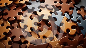 A set of interlocking puzzle pieces forming a larger picture, symbolizing teamwork and problem-sol