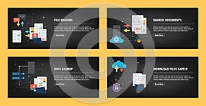 Set of internet banner design with icons set for web sites, internet marketing, business, and communication