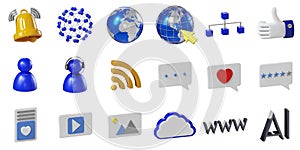 Set of Internet icons - 3D illustration