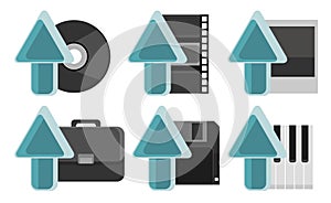 Set of Internet Media Uploading Storage Icons