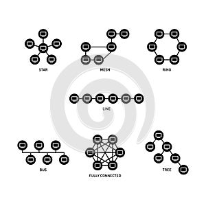 Set of Internet network topology illustration