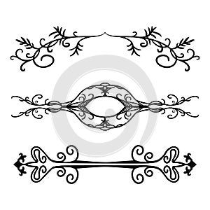 Set of intricate design element s, elegant fancy text or paragraph dividers, hand drawn underline illustration