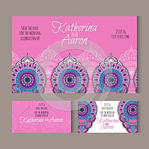 Set of invitation wedding cards with place for text