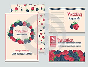 Set of invitational berries cards