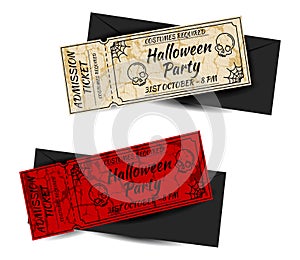 Set of invitational Halloween with paper texture. Scary flyer, old effect