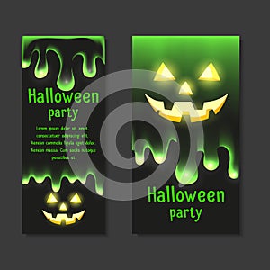 Set invitations Halloween party with clear mucus dripping