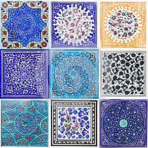 Set of Iranian decorative ceramic tiles