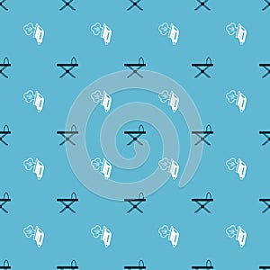 Set Iron and ironing board and Electric on seamless pattern. Vector