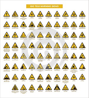 Set of iso 7010 warning signs photo