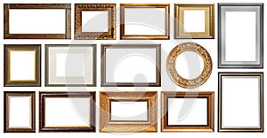 Set of isolated art empty frames