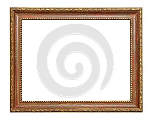 Set of isolated art empty frames in golden