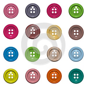 Set of 16 isolated buttons on white background