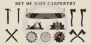 set of isolated carpentry icon vector illustration template graphic design. bundle collection of various carpenter tools or