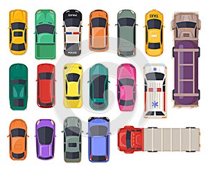 Top view on car, auto transport, police vehicle photo