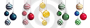 Set isolated Christmas balls. Colorful baubles element design. Vector