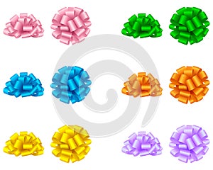 Set of isolated colorful bows. side and top view