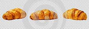 Set with isolated croissants realistic images. Vector illustration