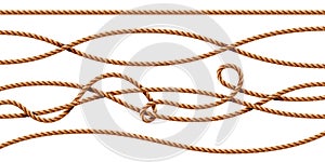 Set of isolated curvy 3d ropes, strings, cord