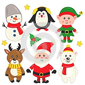 Set of isolated cute Christmas characters