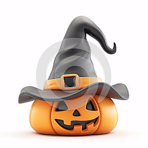 Set of isolated cute 3d rendering doll model of Halloween decorations on transparent background. 4 styles of jack o'lantern