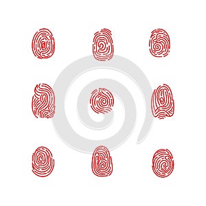 Set of isolated fingertips or fingerprints