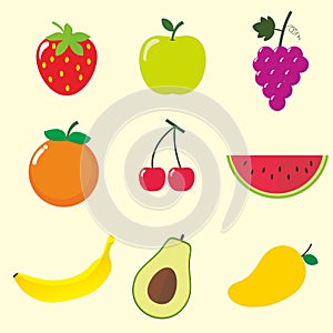 Set of Isolated Fruit Vector