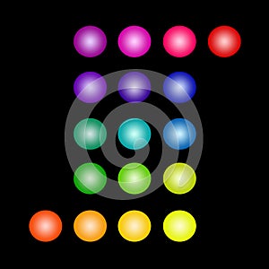 Set of Isolated Glowing Colored Circles