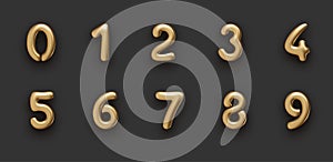 Set of isolated golden foil balloon numbers