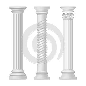 Set of isolated greek and roman, egypt column