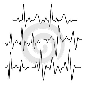 Set of isolated heartbeat lines photo